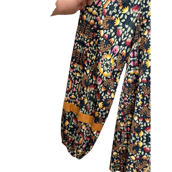 Matilda Jane Floral Long Sleeve Tunic Top With Orange Stripe Detail Size L - Picture 4 of 6